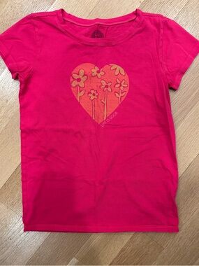 Life Is Good Girls' Hot Pink Heart Floral Tee